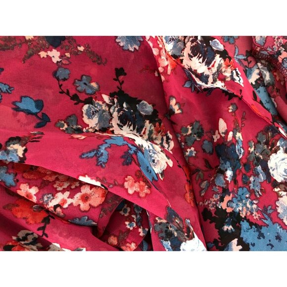 Band of Gypsies Open Cardigan Floral Jacket Cranberry Blu Womens Small Top Lace - Picture 7 of 10